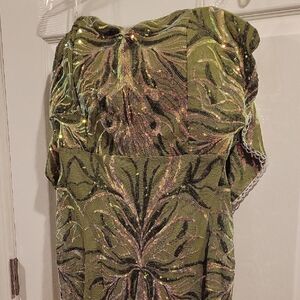 Miss Ord Elegant Olive Green Sequin Evening Dress